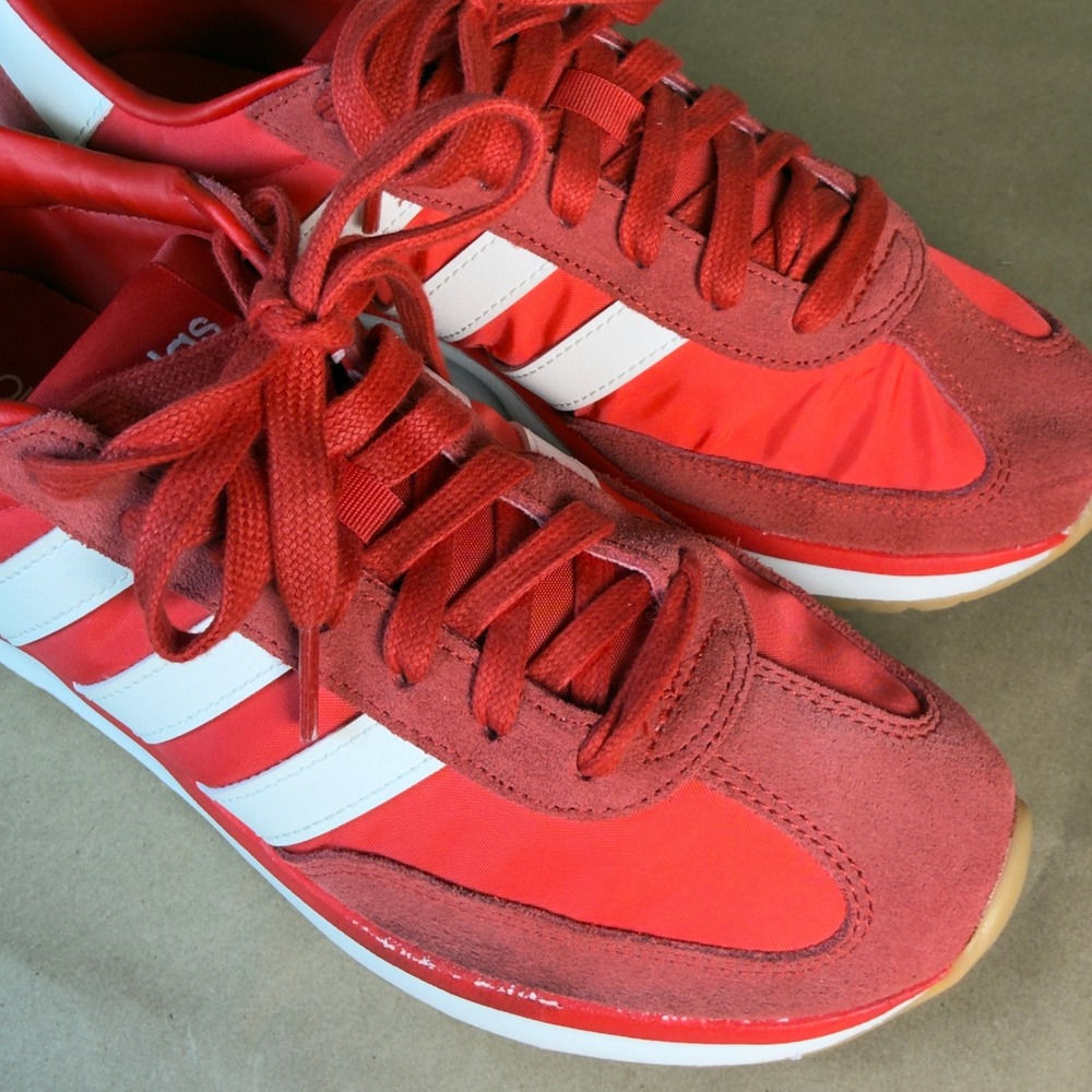 Adidas V Racer 2.0 Red White Sneakers Mens Size 9.5 Running Shoes - Picture 3 of 7